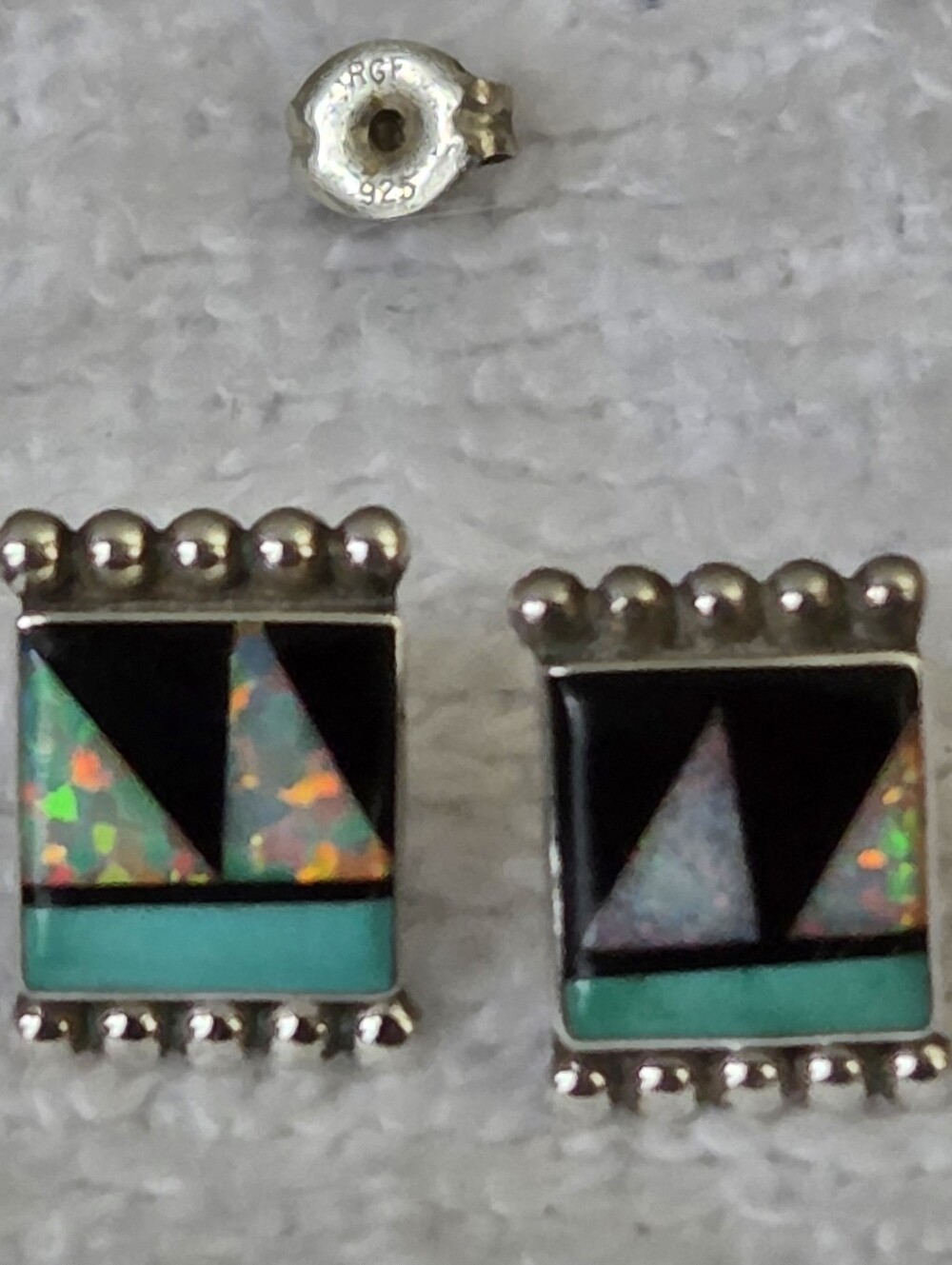 Native American Zuni Inlay Stud Earringa